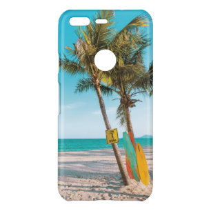 Surf boards on beach throw pillow uncommon google pixel case