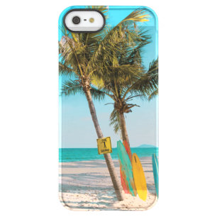 Surf boards on beach throw pillow permafrost iPhone SE/5/5s case