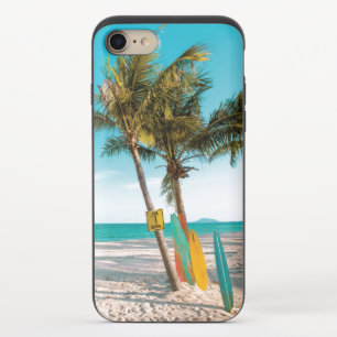 Surf boards on beach throw pillow iPhone 8/7 slider case