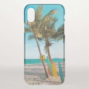 Surf boards on beach throw pillow iPhone XS case
