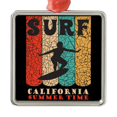 Surf California Metal Ornament