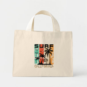 Surf California palm tree beach design Mini Tote Bag