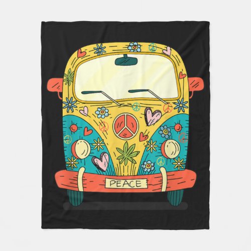 Surf Camping Bus Model Love Retro Peace Hippie Fleece Blanket