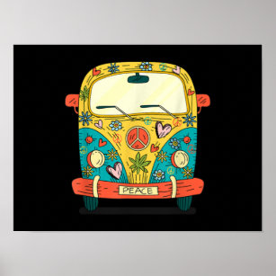 Surf Camping Bus Model Love Retro Peace Hippie Poster