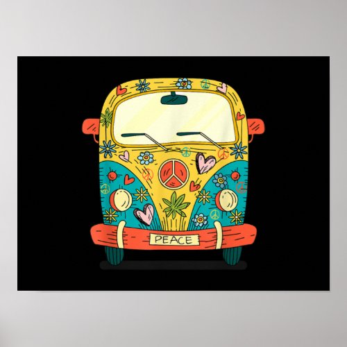 Surf Camping Bus Model Love Retro Peace Hippie Poster