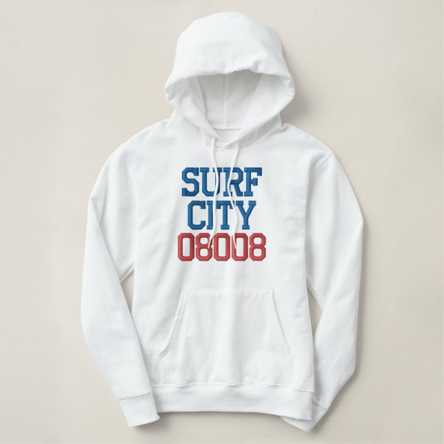 SURF CITY 08008 by LBI APPAREL  Embroidered Hoodie (Design Front)