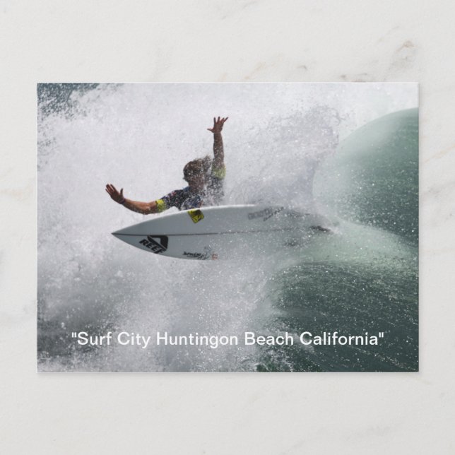 , "Surf City Huntingon Beach California" Postcard (Front)