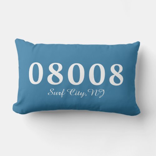 Surf City NJ 08008 Pillow New Home Gift Zip Code Lumbar Pillow