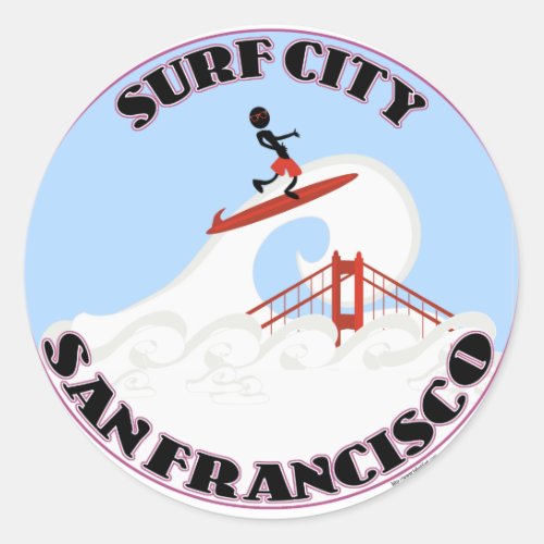 Surf City San Francisco Classic Round Sticker