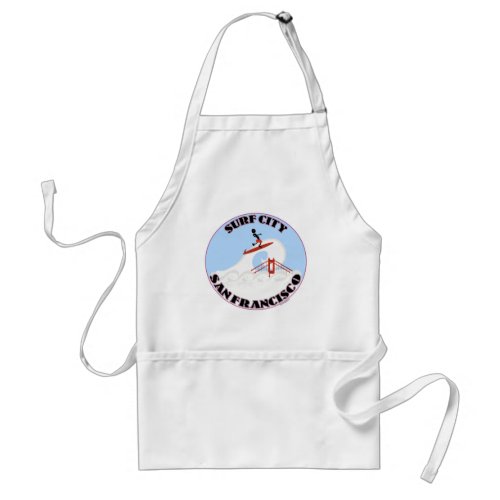 Surf City San Francisco Funny Travel Cartoon Adult Apron