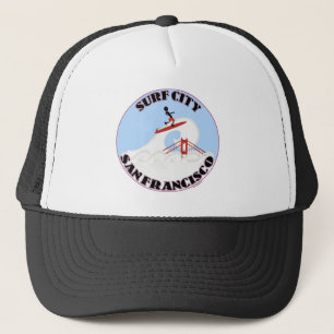 Surf City San Francisco Funny Travel Cartoon Trucker Hat