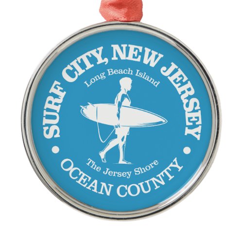 Surf City (surfer) Metal Ornament