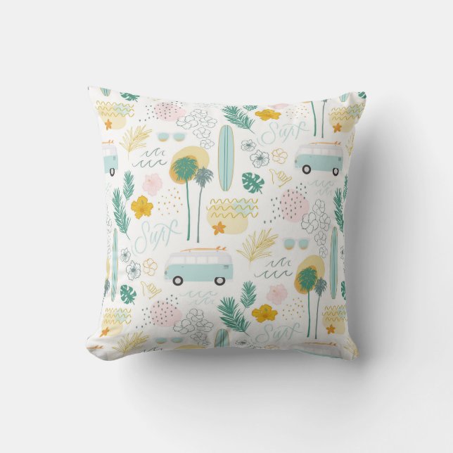 Surf City Throw Pillow (Front)