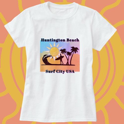 Surf City USA Huntington Beach CA Ocean Waves T_Shirt