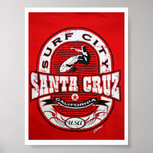 Surf City USA Santa Cruz California Vintage Poster