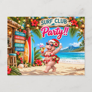 Surf club Christmas party  Invitation Postcard