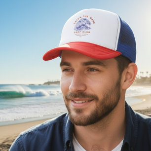 Surf Club Red White Blue California beach towns Trucker Hat