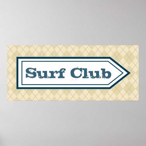 Surf Club Sign Poster