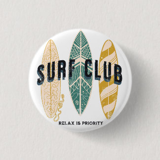 Surf Club Summer Beach Vacation Funny Vintage Button