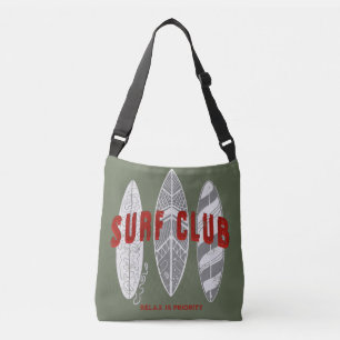 Surf Club Summer Beach Vacation Funny Vintage Crossbody Bag