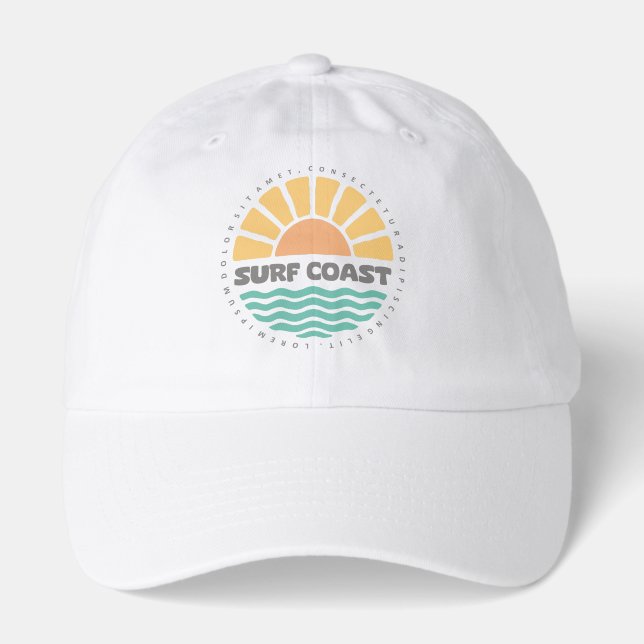 Surf Coast Vintage Sunset Beach Retro Design Hat (Front)