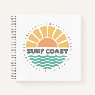 Surf Coast Vintage Sunset Beach Retro Design Notebook