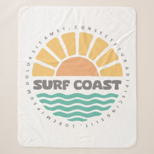 Surf Coast Vintage Sunset Beach Retro Design Sherpa Blanket