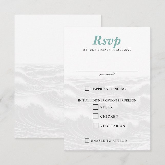 Surf Couple Food Choices RSVP Card (Front/Back)