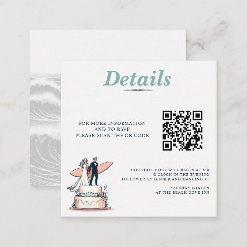 Surf Couple Wedding QR Code Enclosure Card