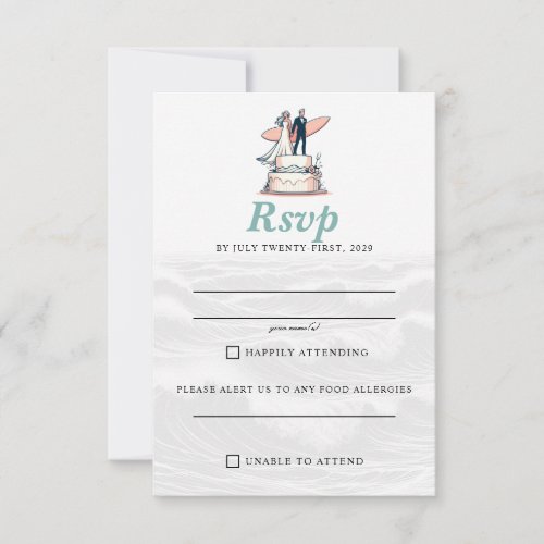 Surf Couple Wedding RSVP Card