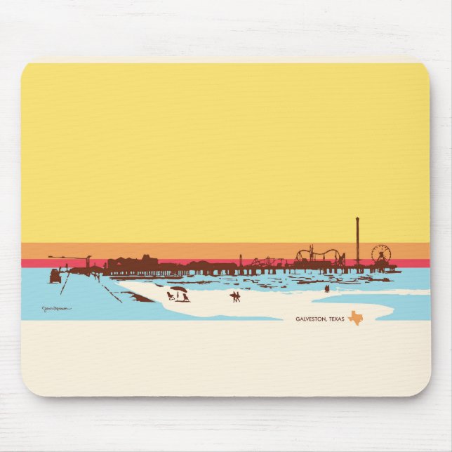 Surf Days - Galveston Island, Pleasure Pier Mouse Pad (Front)