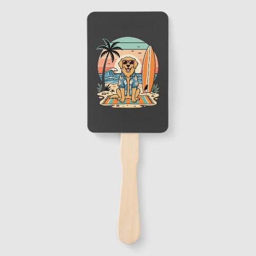 Surf Dog Retro Beach Summer Hand Fan