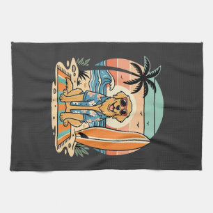 Surf Dog Retro Beach Summer Kitchen Towel