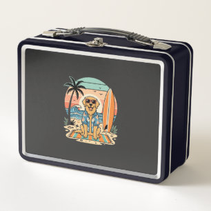 Surf Dog Retro Beach Summer Metal Lunch Box