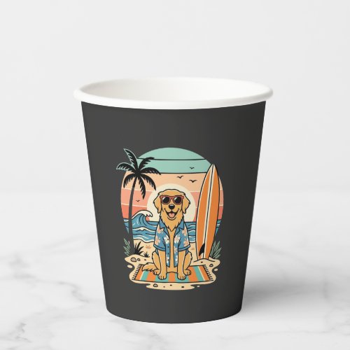 Surf Dog Retro Beach Summer Paper Cups