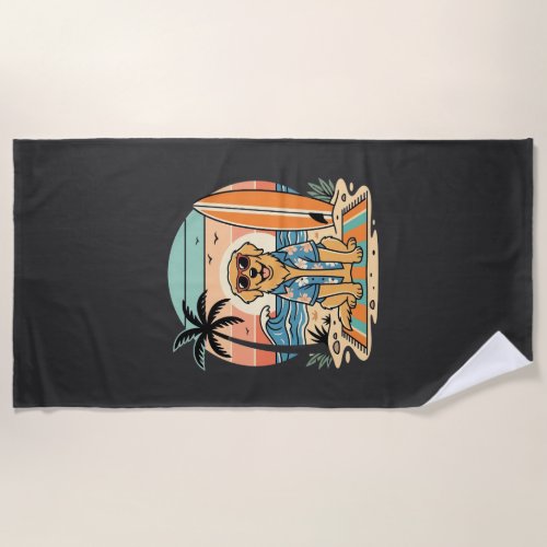 Surf Dog Retro Beach Summer Towel