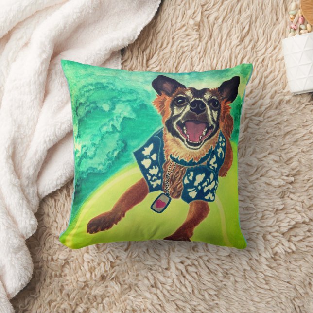 Surf Dog Throw Pillow (Blanket)