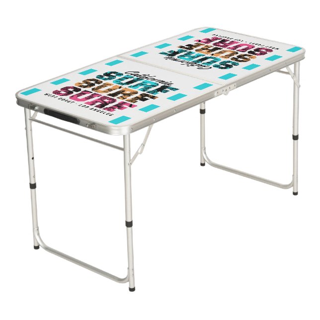 Surf Dreams: California Sunset Beer Pong Table (Angled)