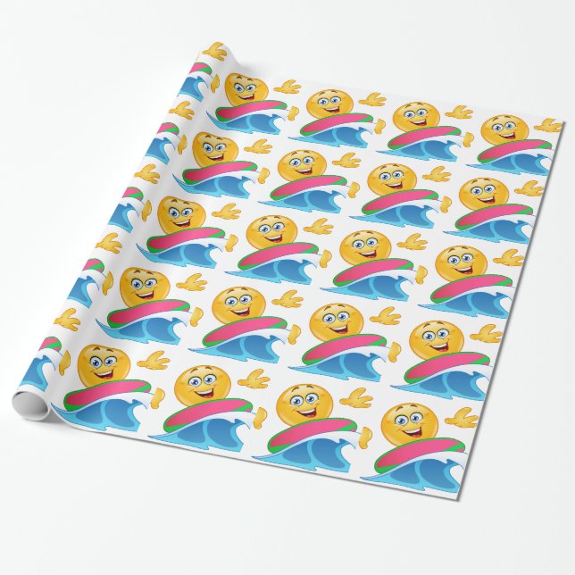 surf emoji wrapping paper (Unrolled)
