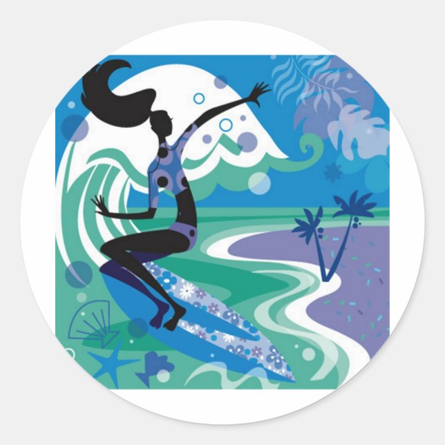 surf enjoy classic round sticker (Front)