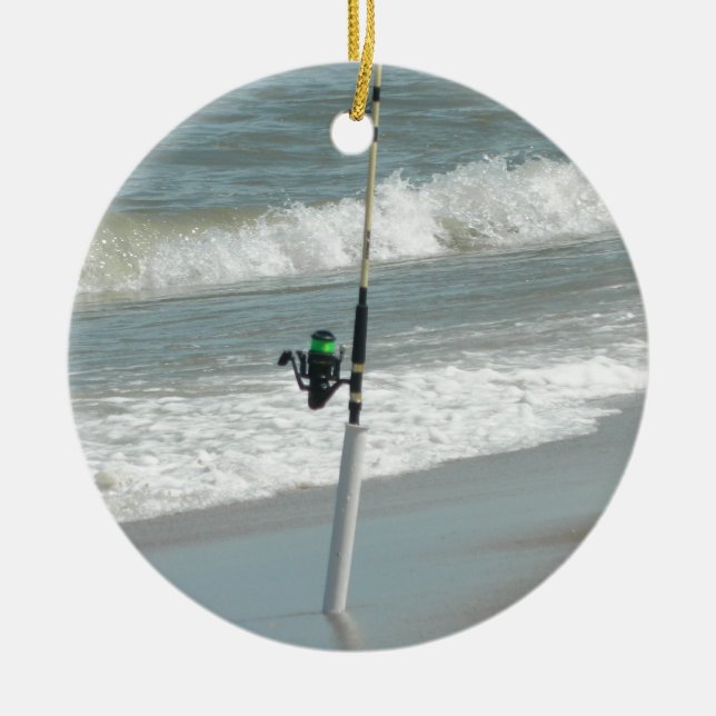 Surf Fishing Ceramic Ornament (Front)
