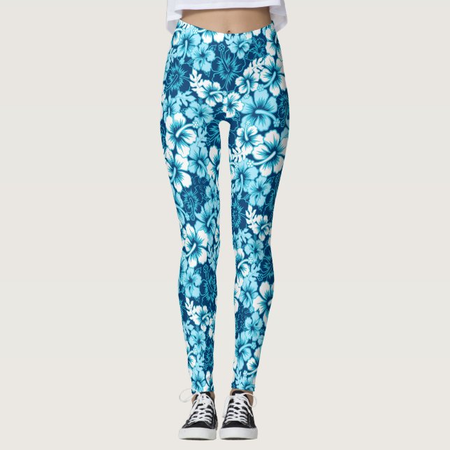 Surf floral hibiscus leggings (Front)