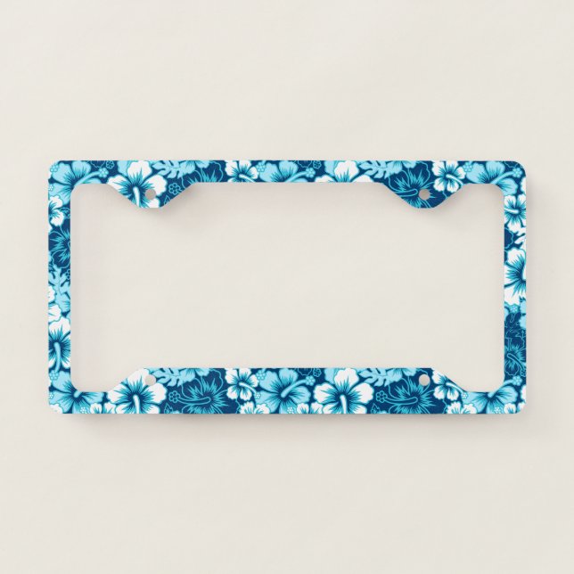 Surf floral hibiscus license plate frame (Front)