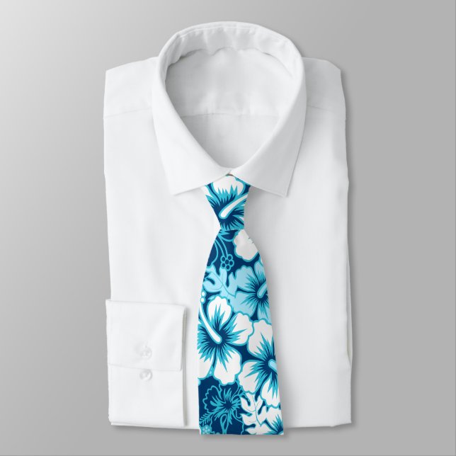 Surf floral hibiscus neck tie (Tied)