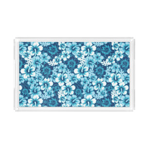 Surf Floral Hibiscus Pattern Acrylic Tray