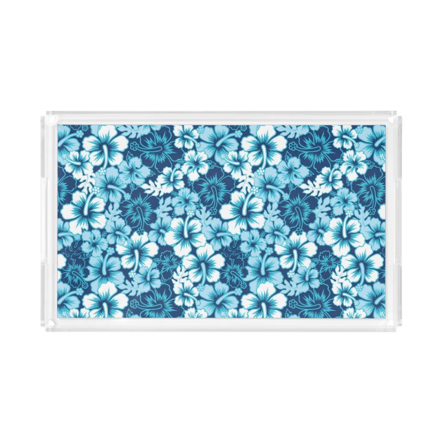 Surf Floral Hibiscus Pattern Acrylic Tray (Front)
