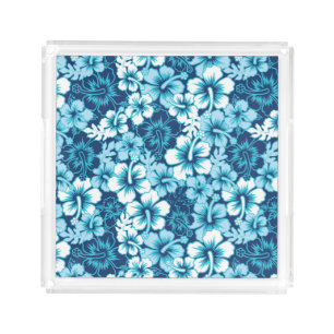 Surf Floral Hibiscus Pattern Acrylic Tray