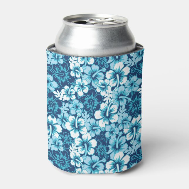 Surf Floral Hibiscus Pattern Can Cooler (Can Front)