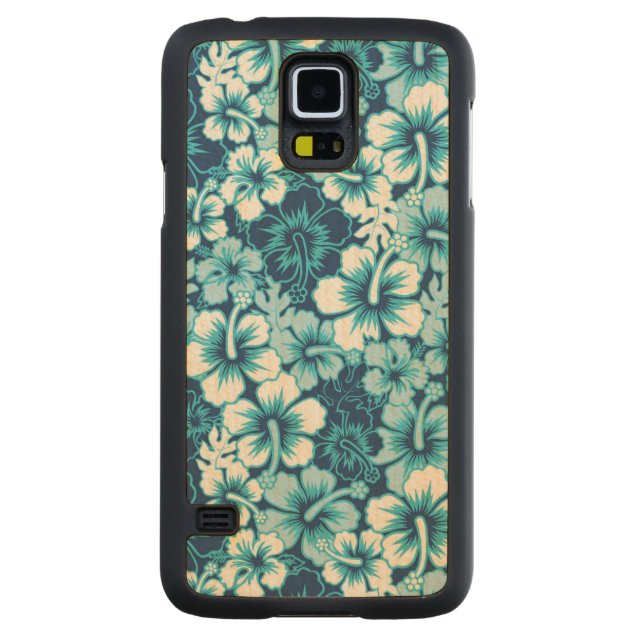 Surf Floral Hibiscus Pattern Carved Maple Galaxy S5 Case (Back)