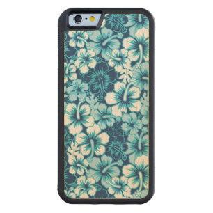 Surf Floral Hibiscus Pattern Carved Maple iPhone 6 Bumper Case